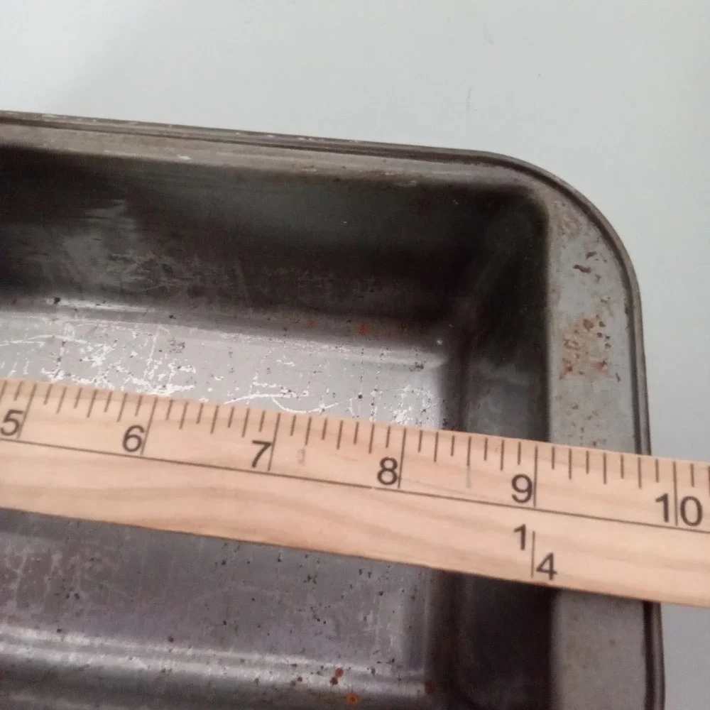 Vintage Metal Loaf Pan Rustic Silver Gray Bread Meatloaf Baking Tin 9 Inch